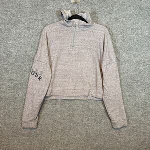 Under Armour Sweater Womens Large Gray Sweatshirt Hoodie Crop 1/4 Zip Light